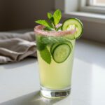 Cucumber mint pink salt hydration refresher in a glass