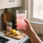 Himalayan Pink Salt Weight Loss Recipe Hydration Elixir made with in a clear glass on a white marble counter with soft morning light.
