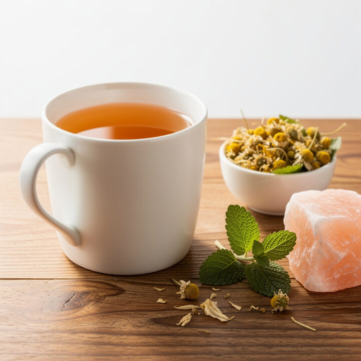 Ingredients for Nighttime Pink Salt Calming Tisane