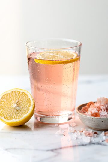 Morning ritual Himalayan pink salt fat burning recipe in a bright glass.