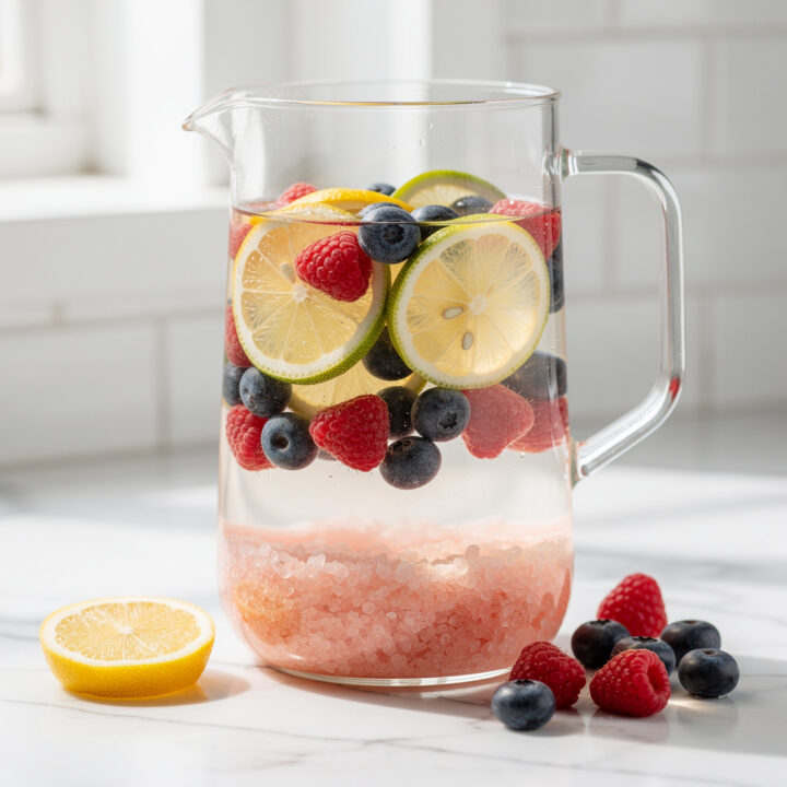 Ingredients for Berry Citrus Pink Salt Infused Water