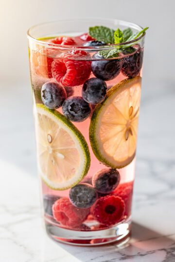 Vibrant low sodium detox drink with potassium power citrus blend ingredients.