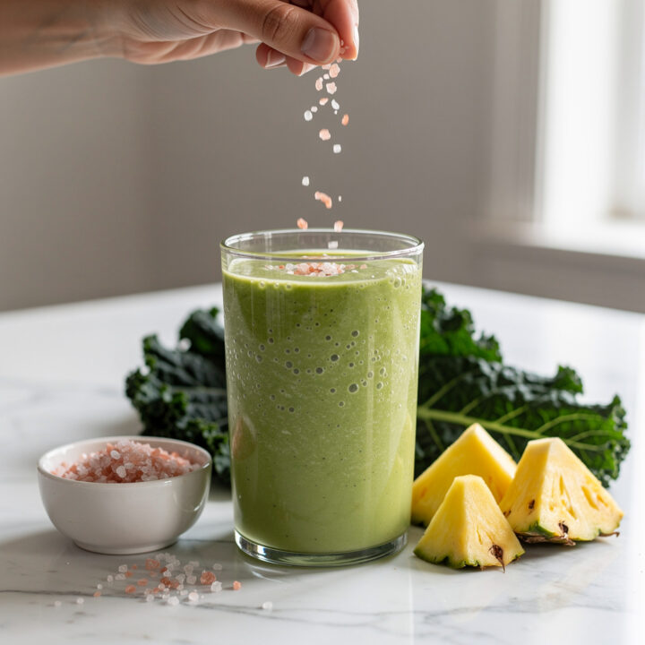 Ingredients for Green Smoothie with a Pinch of Pink Salt