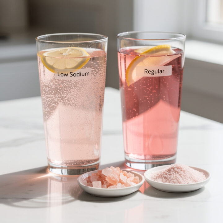 Ingredients for Low Sodium vs Regular Pink Salt Drinks