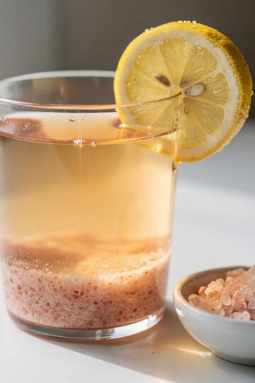 Himalalayan pink salt trick recipe for morning wellness in warm lemon water