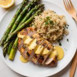 Low calorie dinner recipe with vibrant vegetables and lean protein plated beautifully.