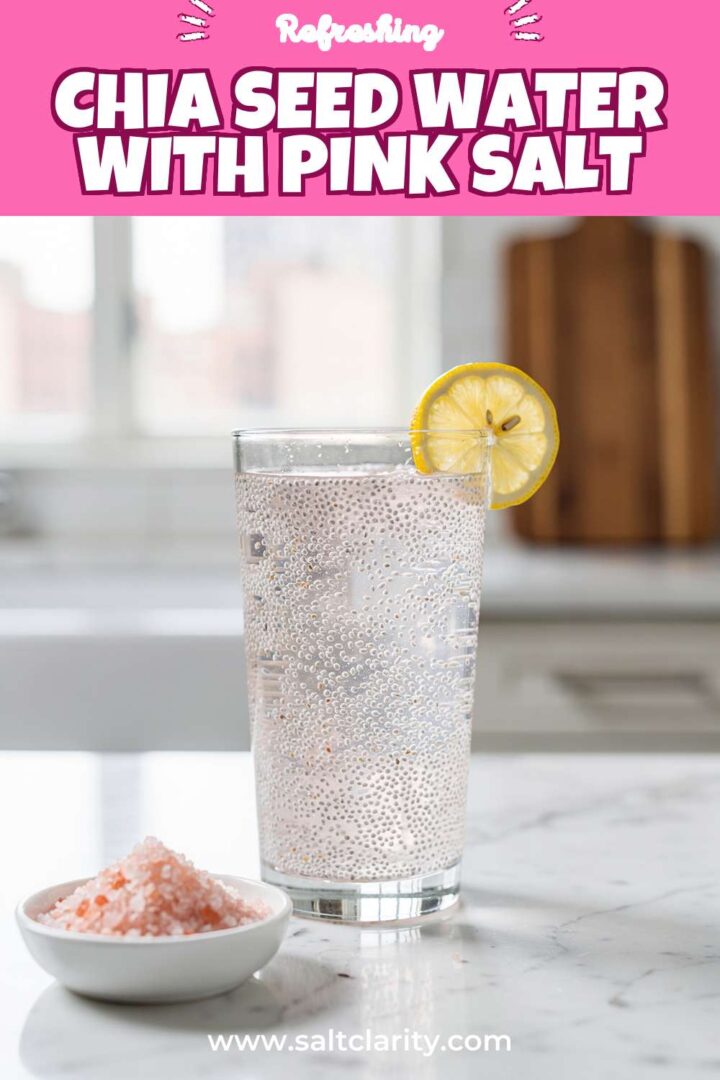 Storage and leftovers for chia seed water with pink salt