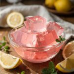 Ruby amber coconut electrolyte gelatin cubes wobbly close-up