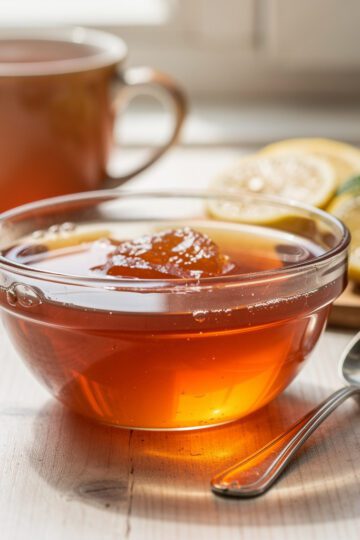 Glossy amber gelatin weight loss guide with lemon mint.