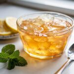 Golden gelatin quivers in bowl for weight loss guide.