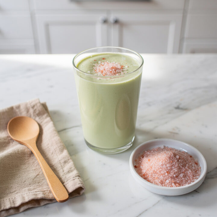 Ingredients for keto smoothie with pink salt